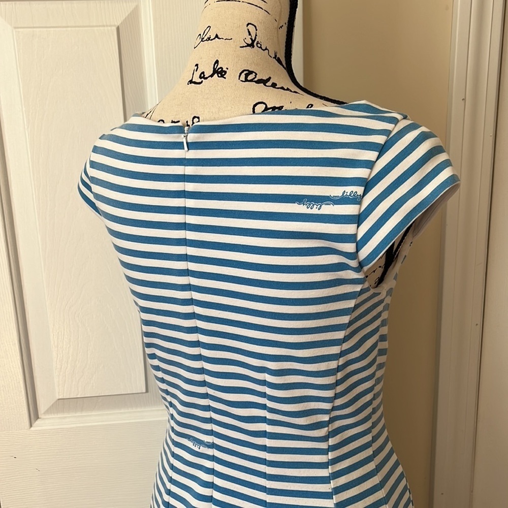 Lilly Pulitzer Briella Blue White Stripe Ponte Dress Sm - Picture 8 of 12